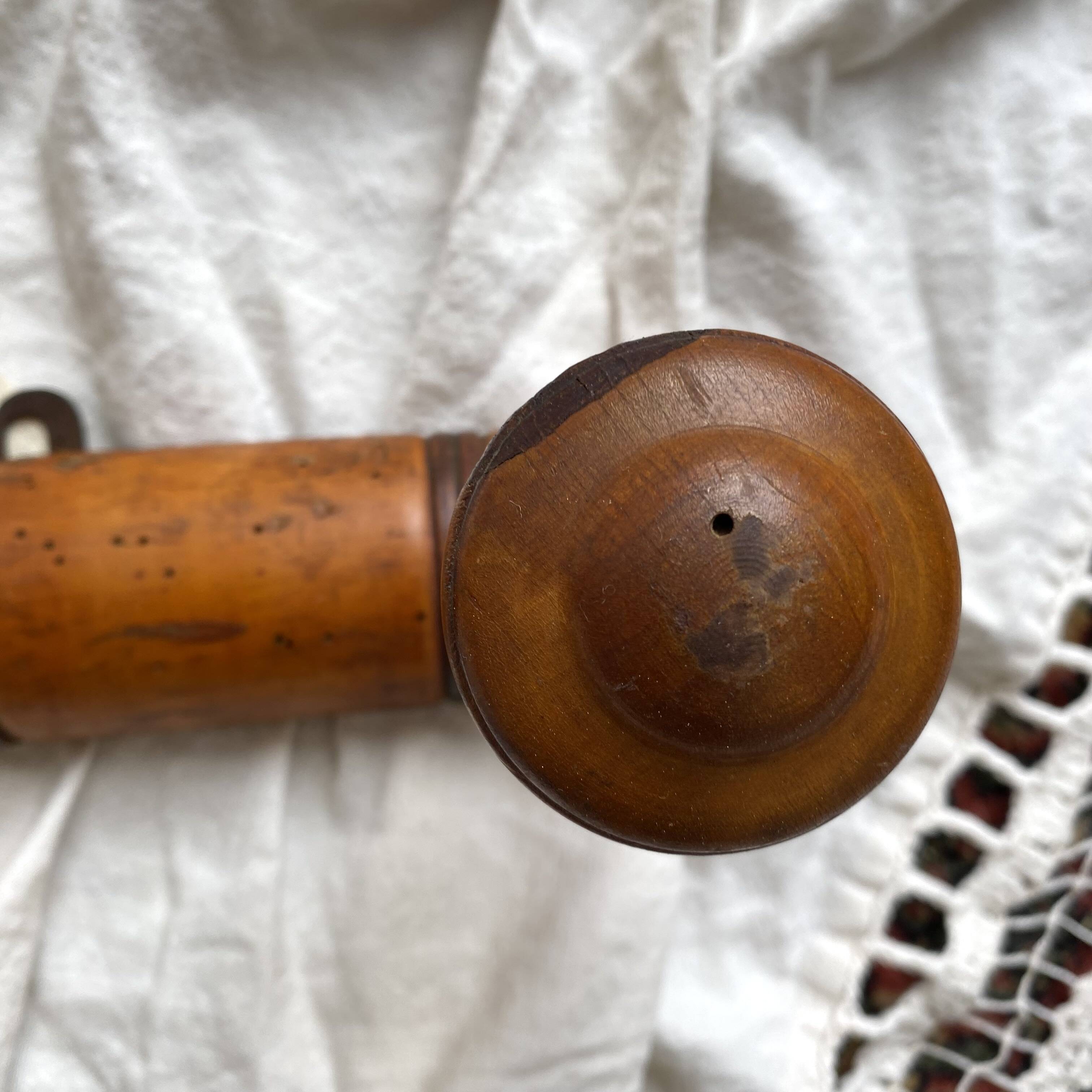 Antique turned wood wall coat rack