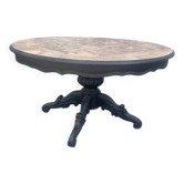 Round burr walnut coffee table
