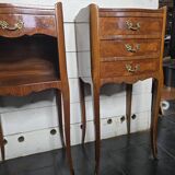 Pair of Louis XV style bedside tables in marquetry
