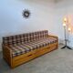 Ancien canapé lit 3 places design années 70/80 en pin vintage sofa