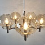 Lustre italien vintage en verre et chrome, années 1970