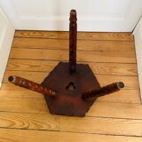 Vintage wooden tripod stool with turned legs