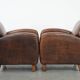 Characterful set of two vintage sheepskin armchairs with beautiful colours