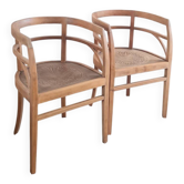 Paire de chaises esprit fauteuils anciens circa 1940 - assise gravée