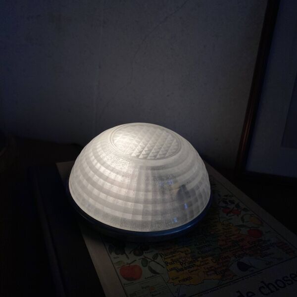 Petite applique plafonnier ronde verre et aluminium luminaire ancien
