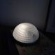 Small round ceiling light fixture in glass and aluminium, vintage design.