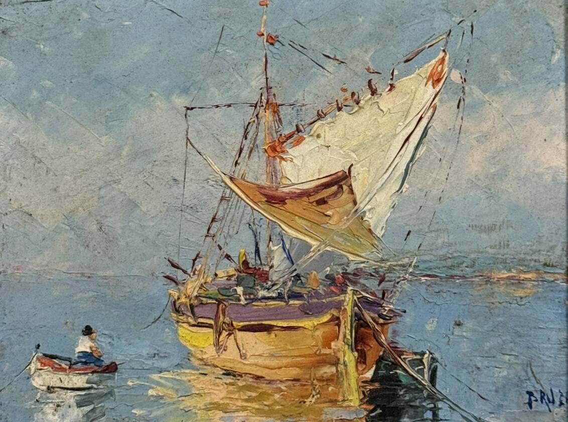 Victor Bruzac: série de 3 tableaux huiles sur panneaux époque circa 1920