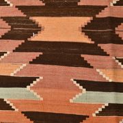 3x10 Orange  Brown Geometric Kilim Runner Rug, Handmade Wool Rug, 108x297Cm