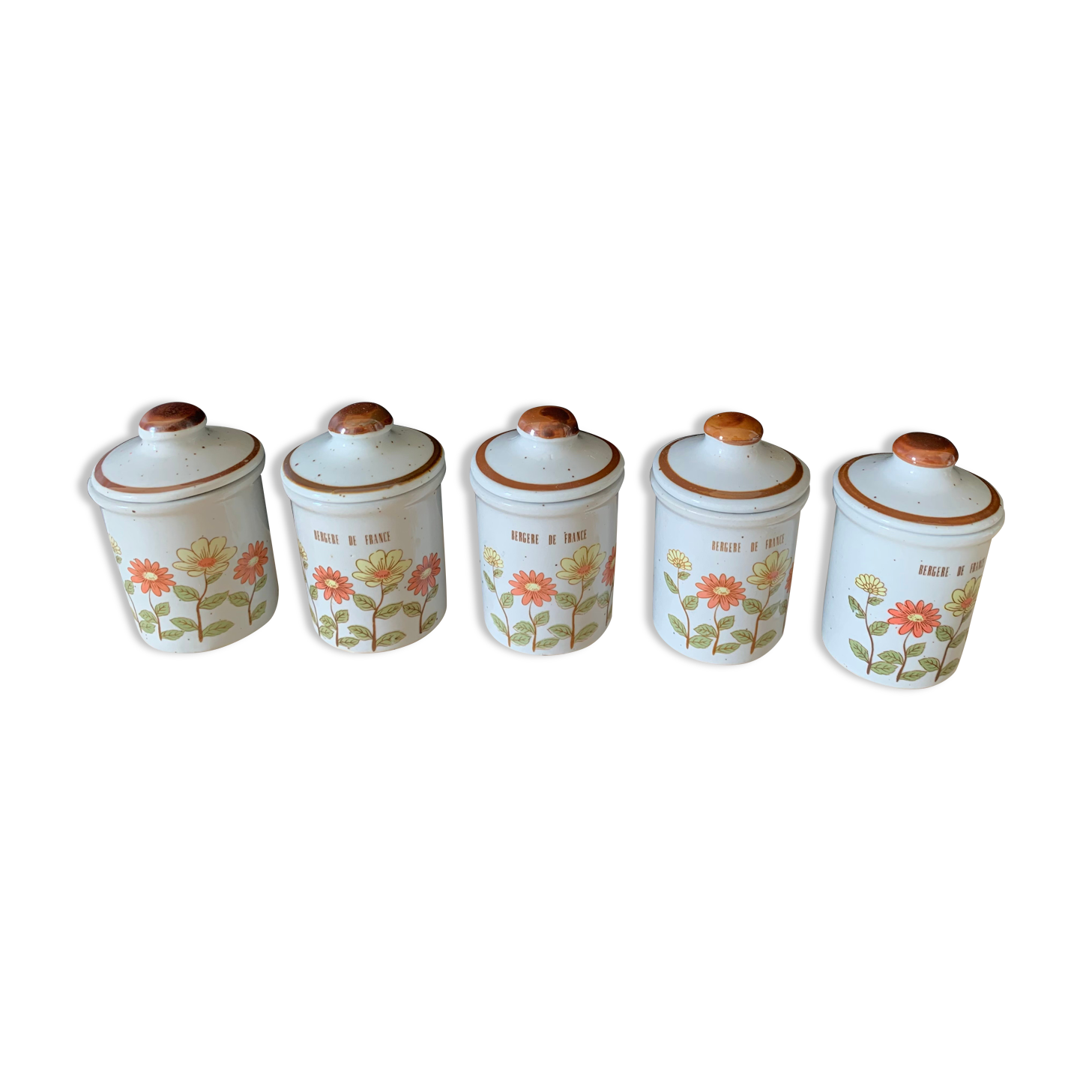 5 vintage spice pots