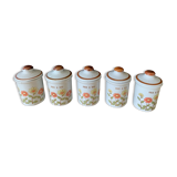 5 vintage spice pots
