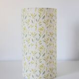Table lamp, vase base with geometric handles and printed lampshade