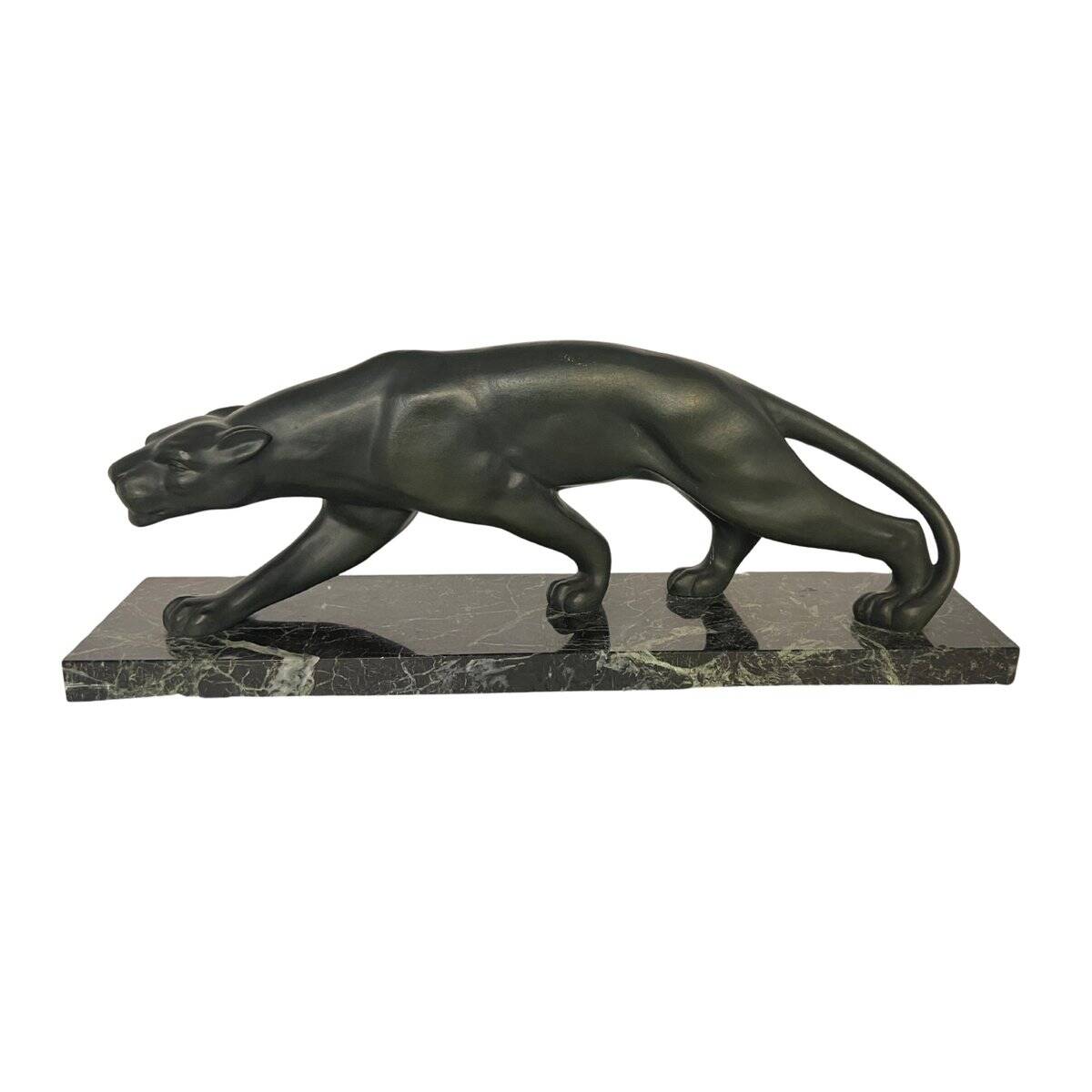 Secondo, Art Deco Panther, 1930, Bronze with Marble Base