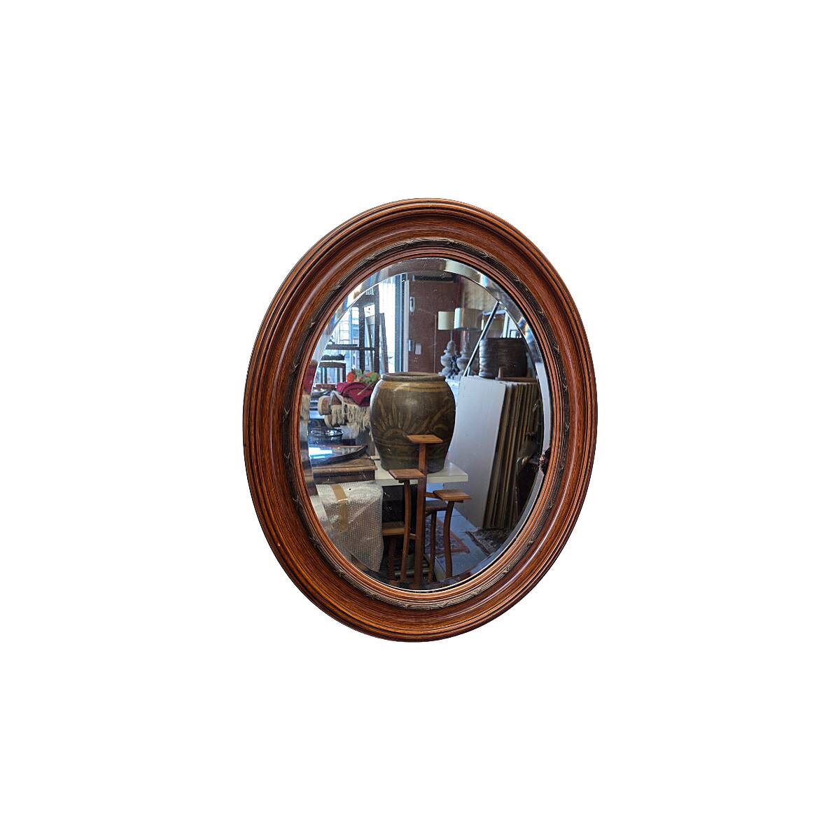 Miroir classique ovale néerlandais antique, datant d'environ 1900