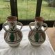 Pair of amphora vase, vintage artisanal and oriental pottery