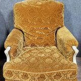 Pair of Louis XV style Bérgères in lacquered wood, 19th century