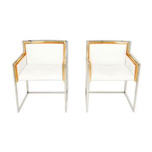 Paire de fauteuils laiton - 1972
