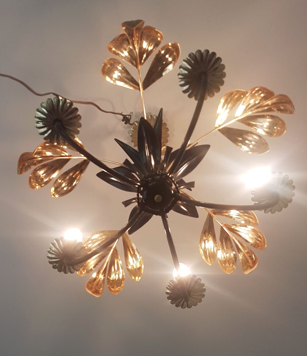 70s metal chandelier