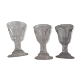 3 thick antique alcohol glasses bubbled deceptive bistro glass 19th