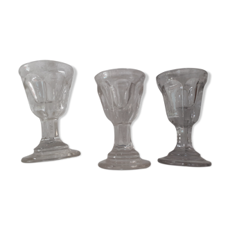 3 thick antique alcohol glasses bubbled deceptive bistro glass 19th