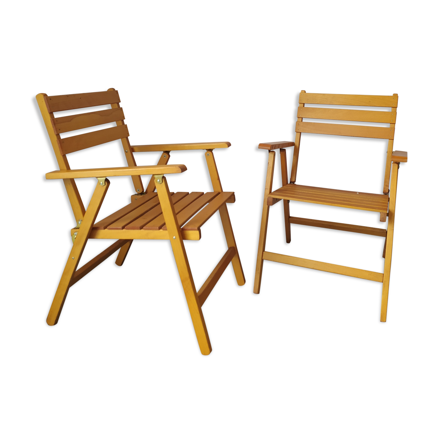 Paire de fauteuils de jardin pliants pieds compas Dejou