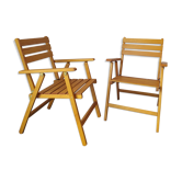 Pair of folding garden chairs compass feet Dejou