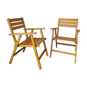 Pair of folding garden chairs compass feet Dejou