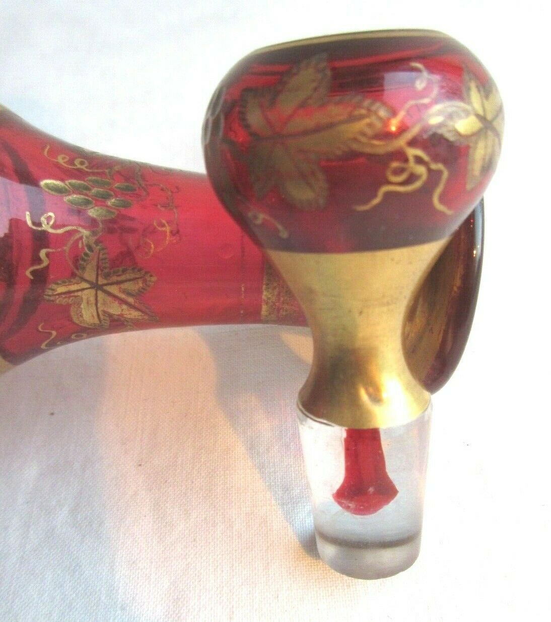 Small carafe Napoleon III red and gold Baccarat crystal, vine decoration