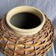 Vintage stoneware and rattan vase