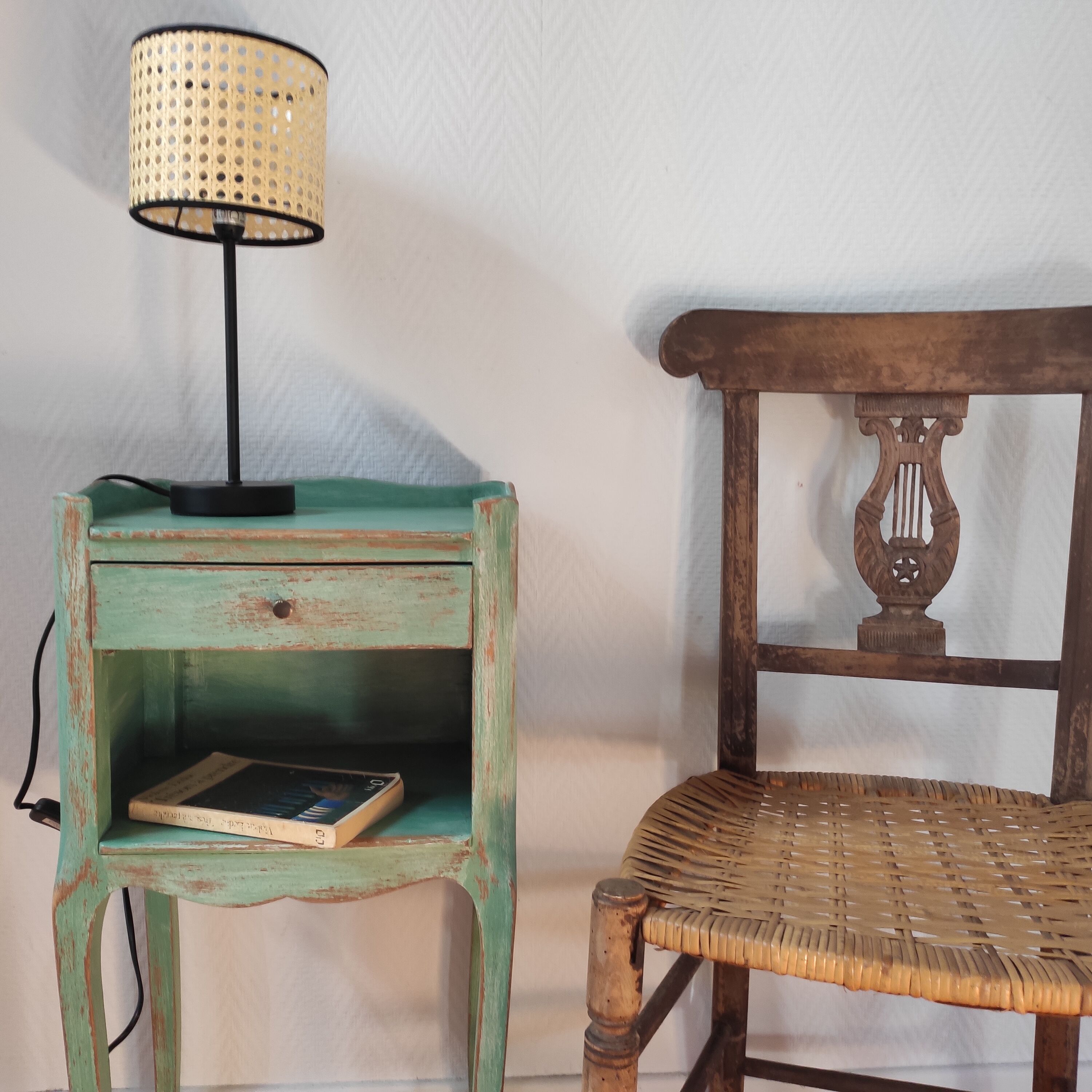Pair of patinated bedside tables