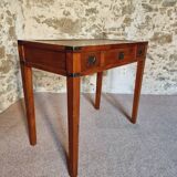 Vintage oak desk – 1970s – Green leather top and 3 drawers