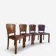 Set of 4 Art Deco dining chairs in walnut, Italy, 1930s-1940s.