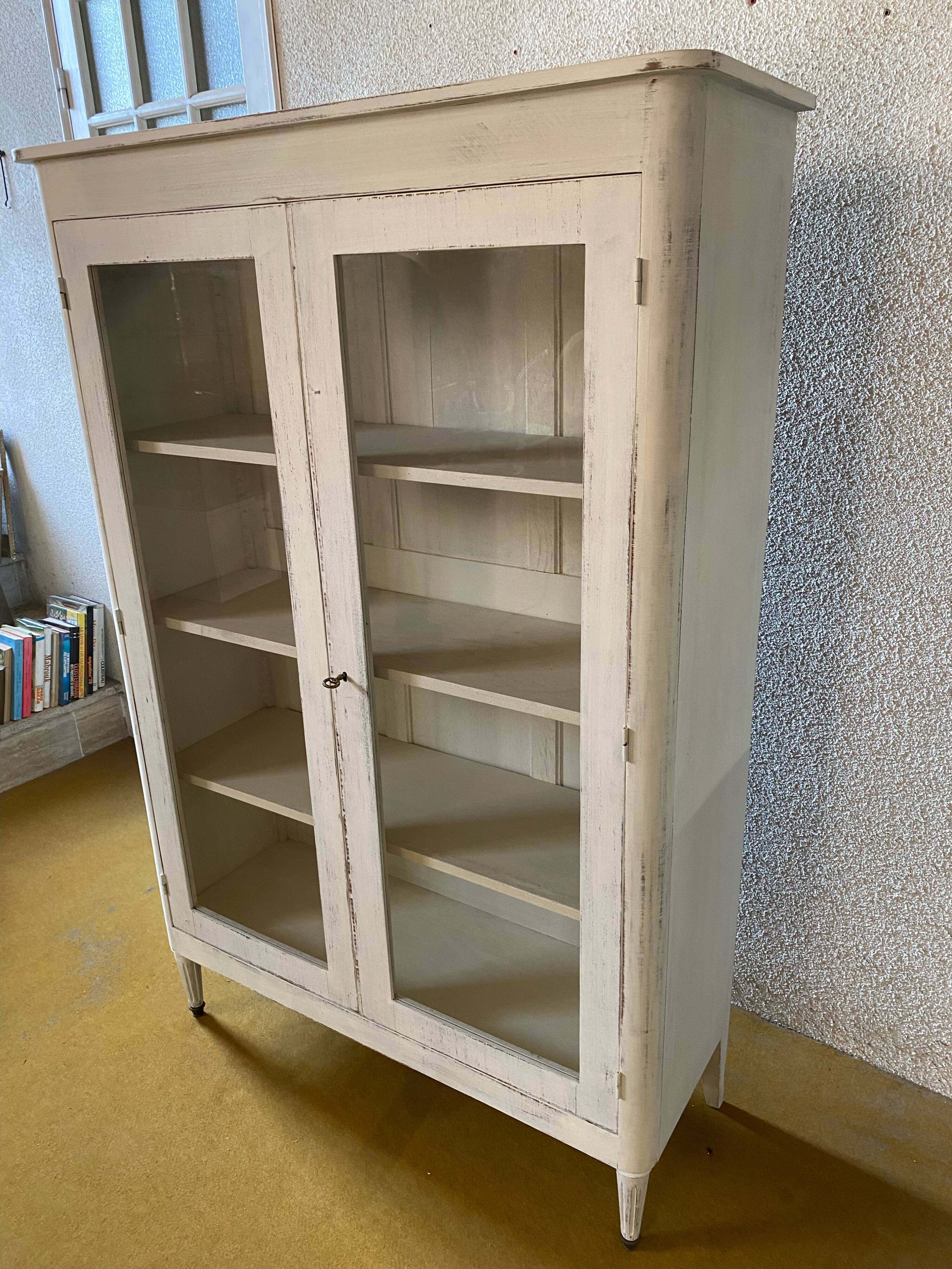 Painted glass bookcase, early 20th century