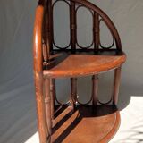 Corner shelf in dark rattan, 60s/70s