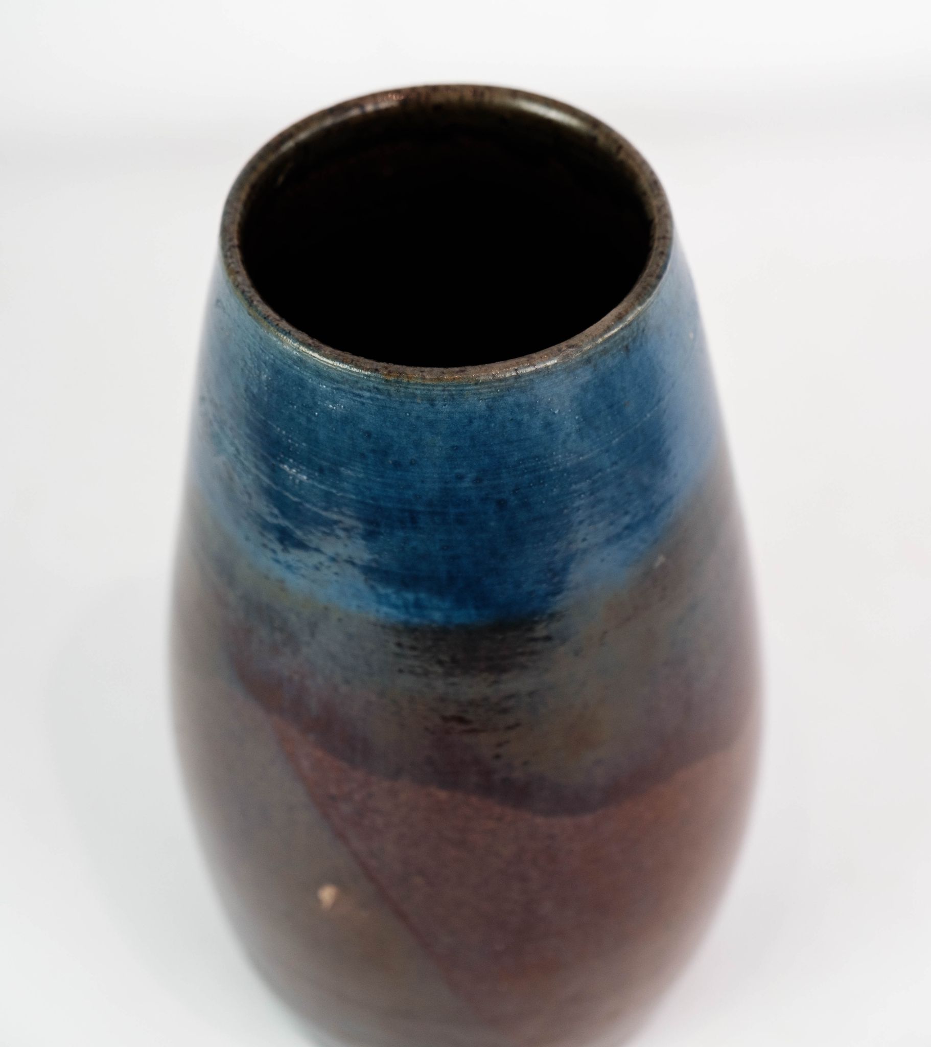 Ceramic vase with blue and brown glaze by an unknown Danish artist