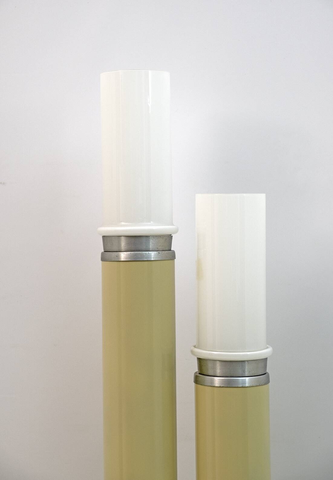 Space Age Opaline Glass and Lacquered Metal Cylinders Floor Lamp, 1970s