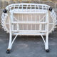 Bed crib bamboo rattan with wheels, white, with handle, vintage, 60s