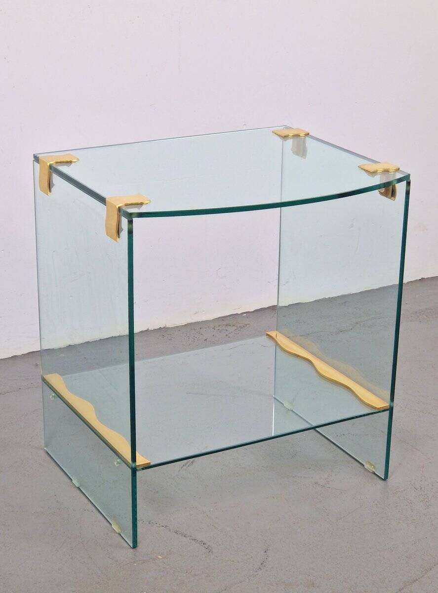 Vintage Regency Brass and Glass Side Table, 1970s