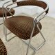 Set of 4 chrome tubular chairs Italian design from the 70s vintage fabric and metal