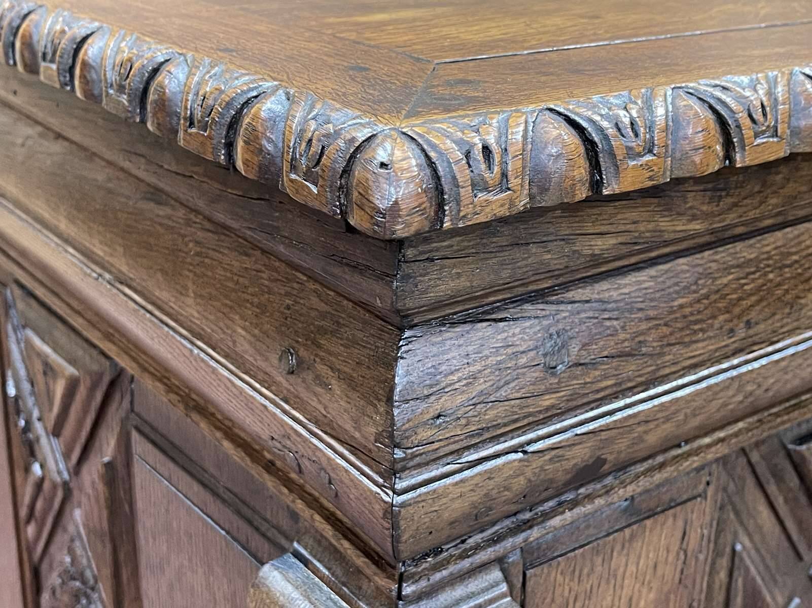 Late 17th century Renaissance oak chest transformed into a sideboard