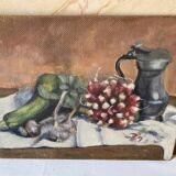 Small painting on masonite representing sailors