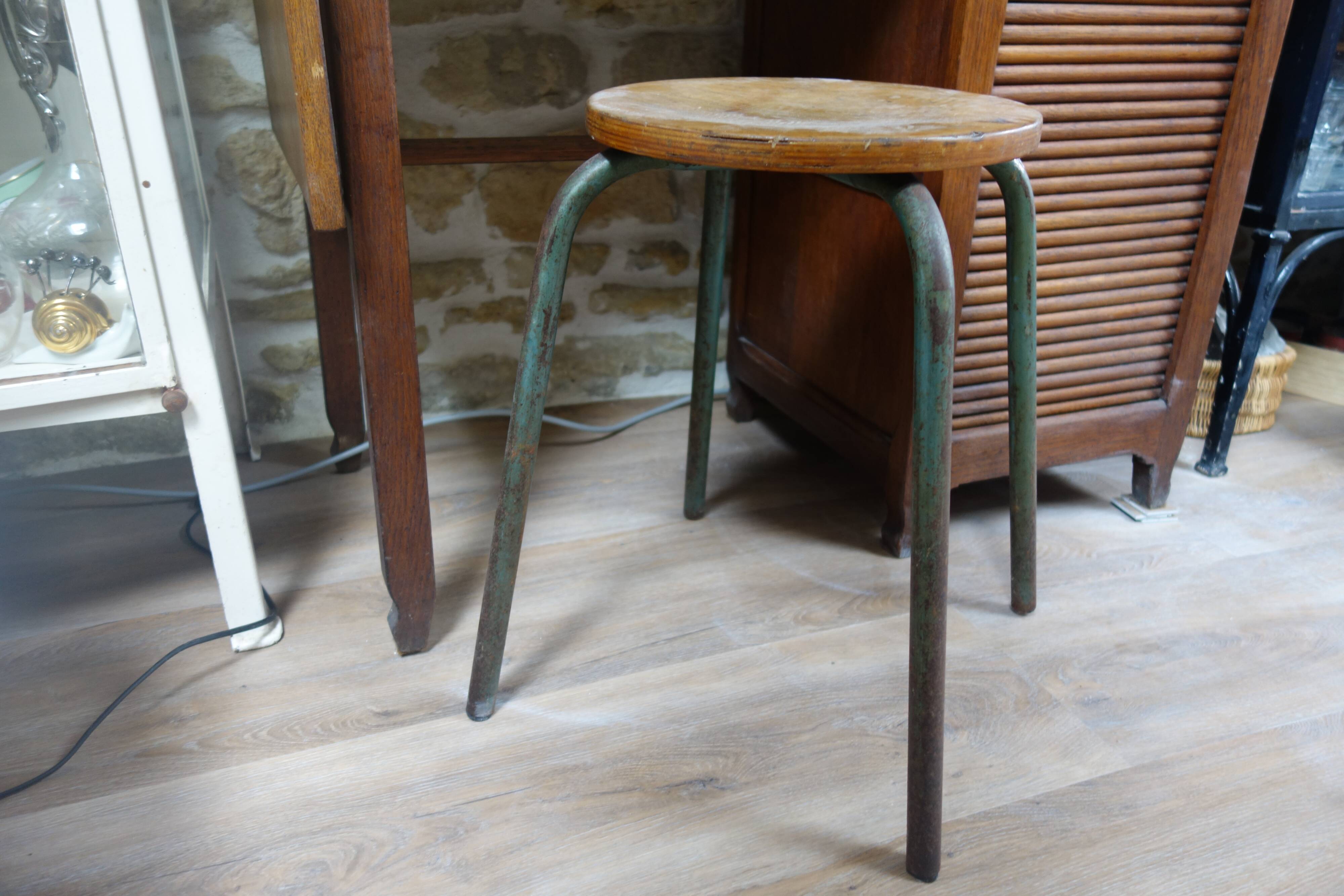 Wood and metal workshop stool