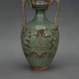 Antique Celadon Porcelain Vase with Floral Design, Ming Dynasty Vintage Vase