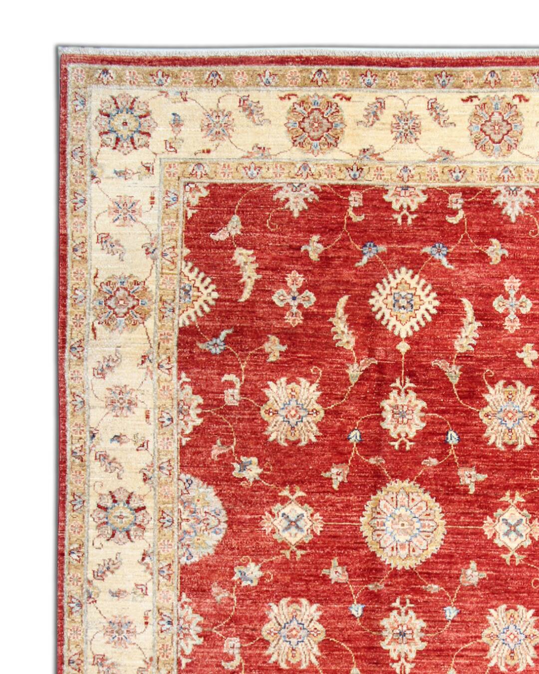 Red Livingroom Wool Handmade Floral Area Rug, Traditional Design 150x210cm