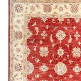 Red Livingroom Wool Handmade Floral Area Rug, Traditional Design 150x210cm