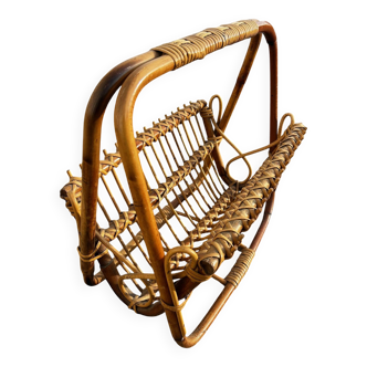 vintage rattan magazine rack