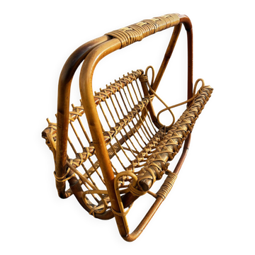 vintage rattan magazine rack