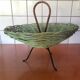Basket - vintage wicker tripod fruit bowl with handle