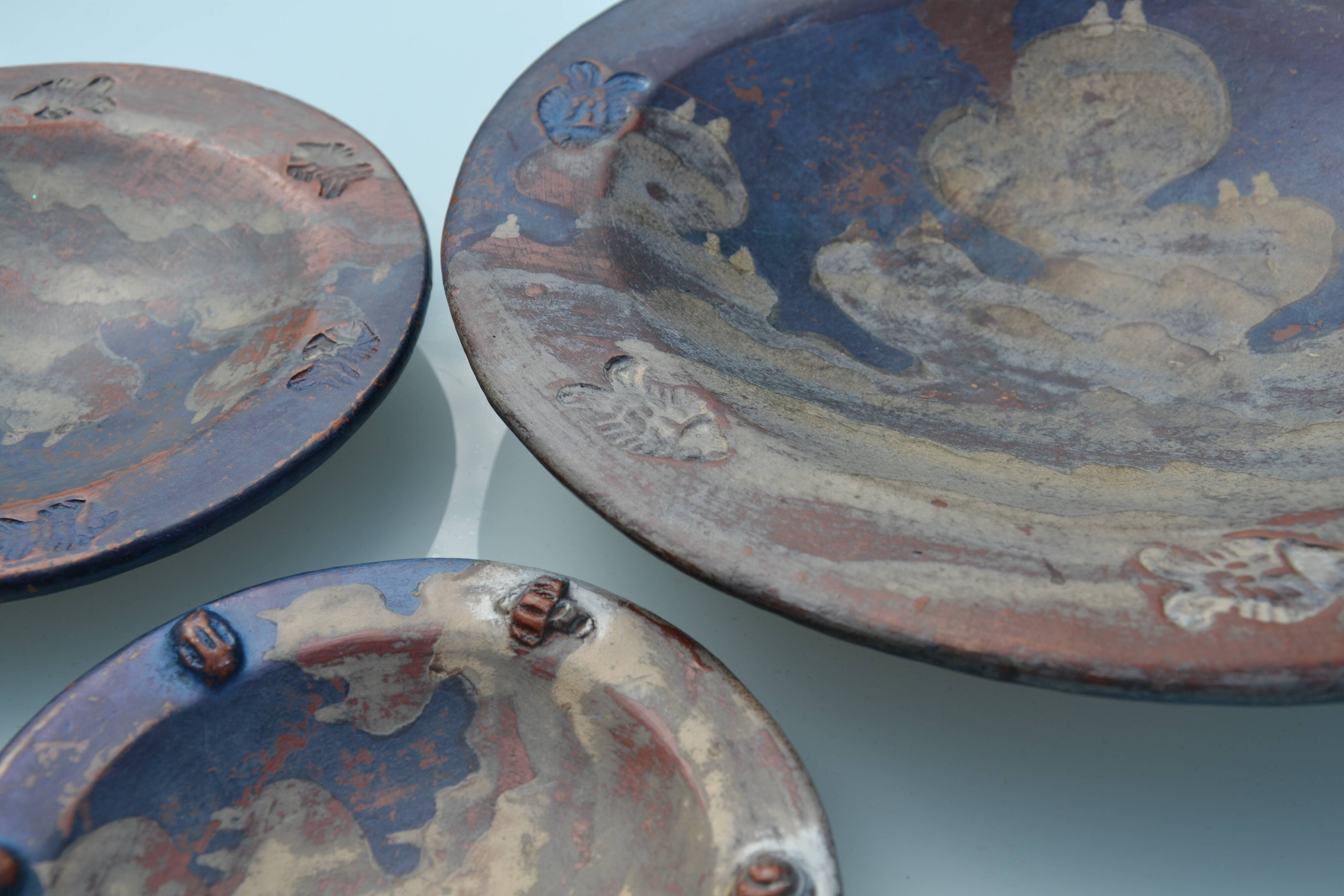 3 decorative handmade plates/trinket dishes