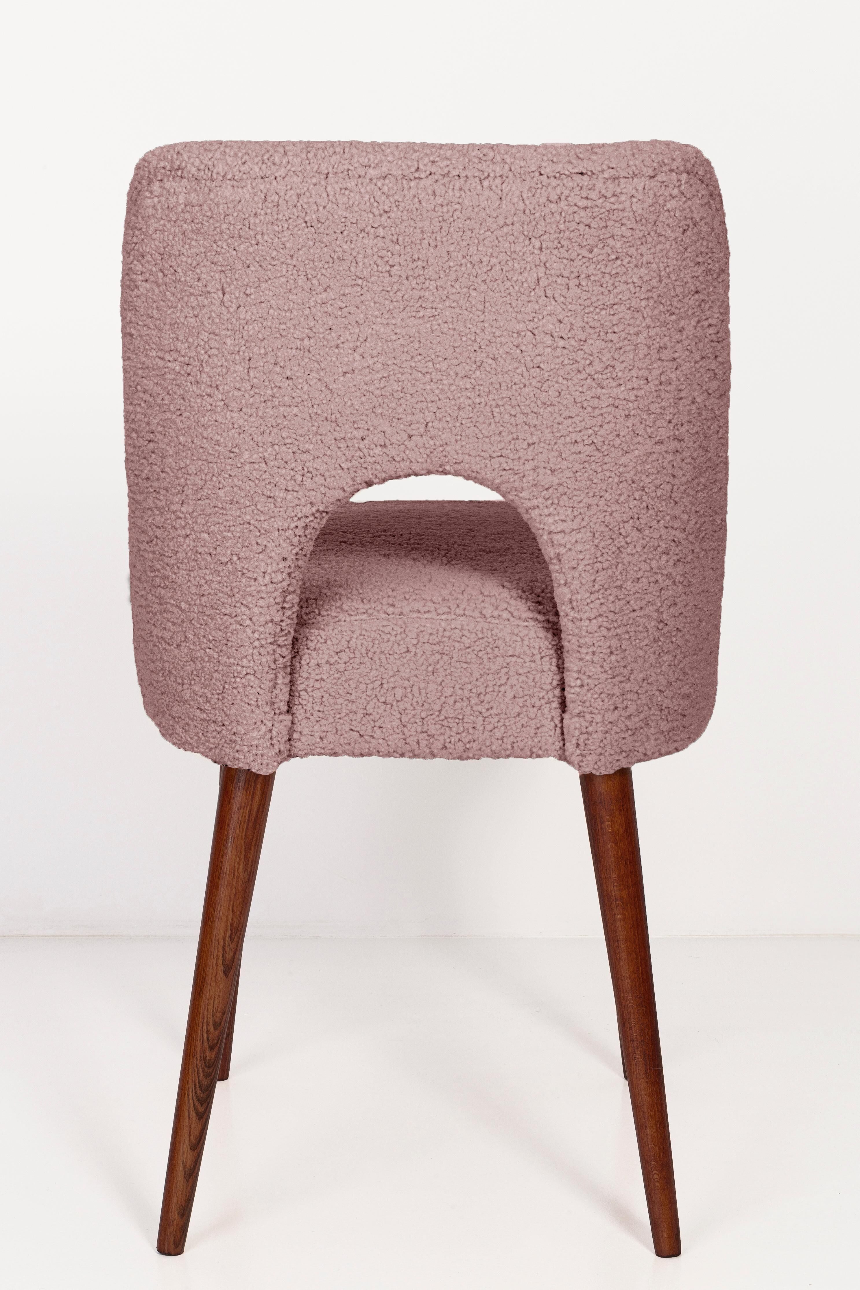 Shell chair in pink boucle, 1960s