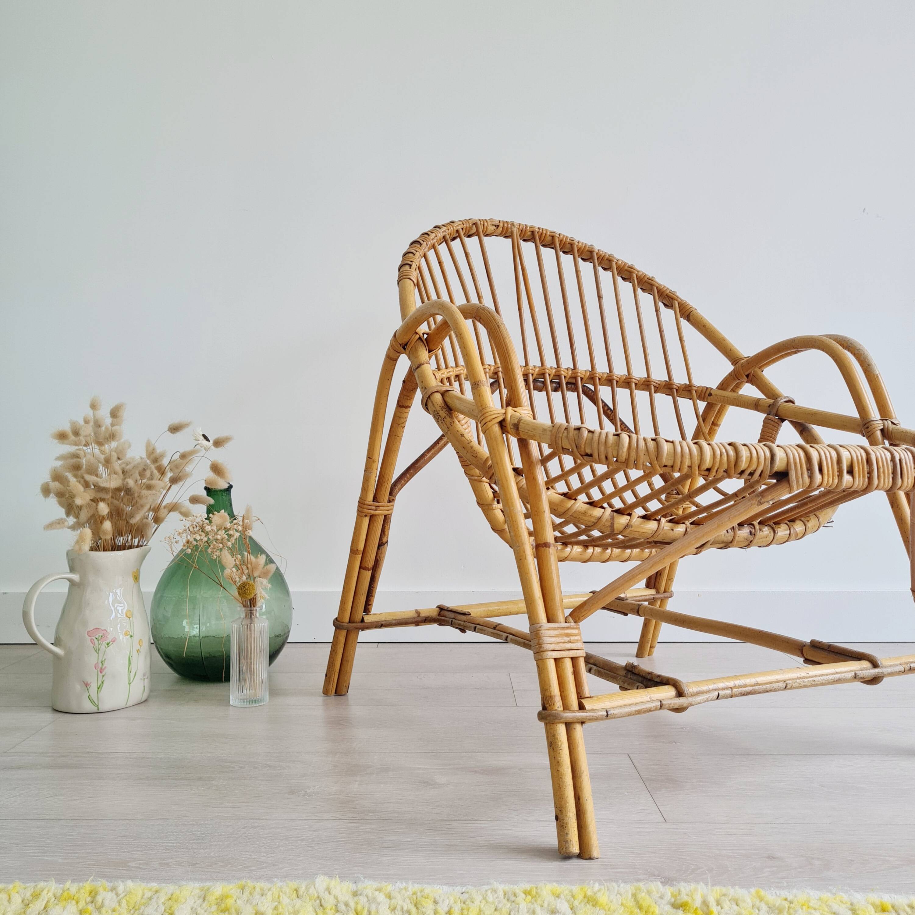 Rattan basket armchair, 1960s